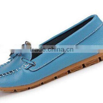 flat rubber sole low heel women genuine leather shoes