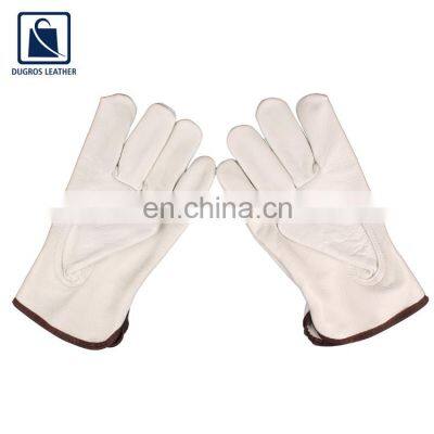 White Color Straight Thumb Color Binding Fashionable Leather Gloves Supplier photo-5