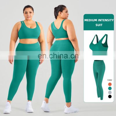 2 Piece Plus Size Gym Fitness Sexy Mesh Suit Women High Impact Yoga Sets