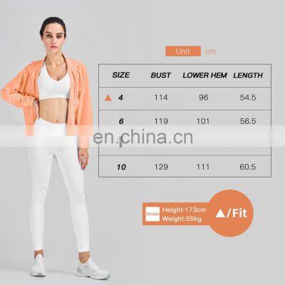 Women Yoga Gym Fitness Sun Protection Tops Wholesales Zip Up Sleeve Sports Jackets With Pockets photo-5