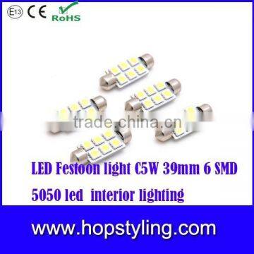 led c5w 39mm 5050 SMD 6 LED Festoon Dome Car Light auto door Lamp instrument Bulb lighting White 12V work lamp
