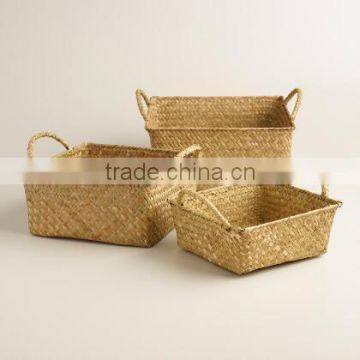 High quality best selling eco-friendly Natural Square storage basket with handles from Vietnam