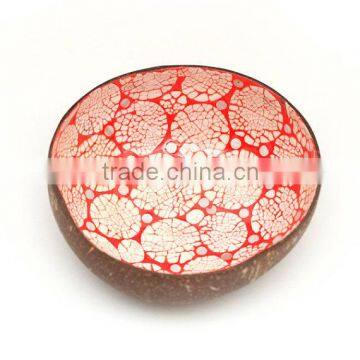 High quality best selling eco friendly red lacquer eggshell inlay coconut bowl from Viet Nam