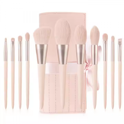 11pcs Foundation Buffing Makeup Brush Set Vegan Professional Private Label Pink Makeup Brushes Cosmetics Tools Cheap Brush Set photo-4