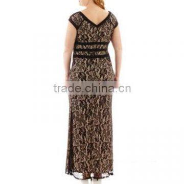 2015 Plus Size Women Cap-Sleeve Lace Mermaid Gown photo-2