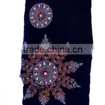 j218-2 purple color 100% korea velvet fabric with big stone for african dresses