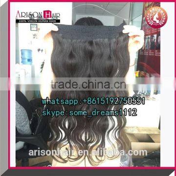 Human hair extension Halo hair extension 8A brazilian unprocessed virgin hair Flip in hair extension