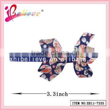 2015 Fashionable handmade grosgrain ribbon bow barrettes for kids