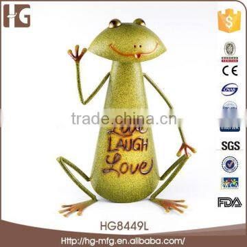 Best quality golden color metal frog 33x21x43CMH HG8449L unique garden decor with low price