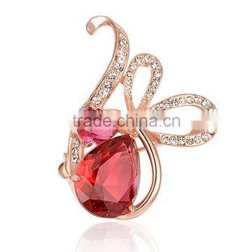 elegant gold plated alloy channel crystal brooch jewelry for women