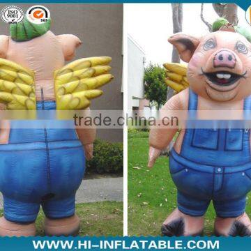 Best Selling 2015 attractive advertising inflatable pink pig cartoon,inflatable moving cartoon