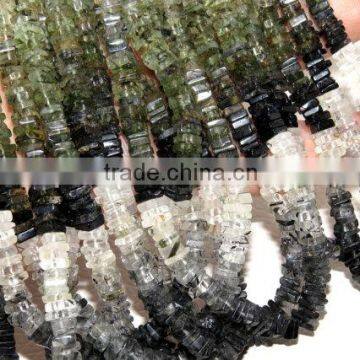 Black Rutile Shaded Heishi Beads Smooth Square Shape