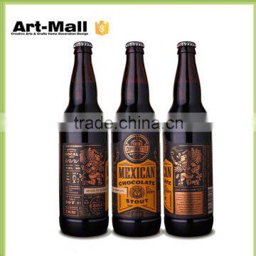 CE Certified Glass Supplier black glass beer bottles,glass bottle with wood cork