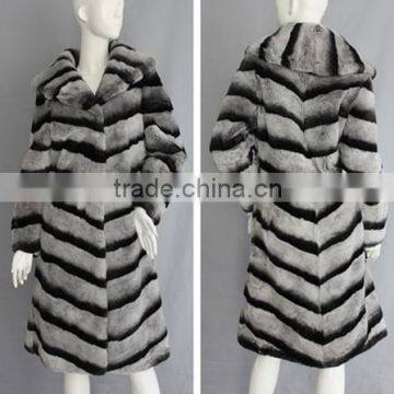 QD23123-1 2014 Newest Fashion Dress Women Rex Rabbit Skin Coat From China