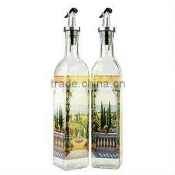 Custom Design Glass Cruet Set for oil and vinegar