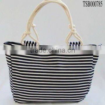 hot sale fashion rope handle strip beach towel bag