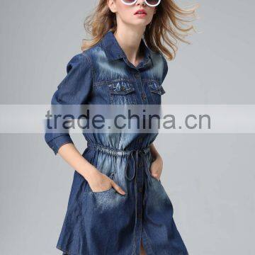 Garment Factory Manufacturer Winter Autumn Fashion Sexy Ladies Club Dress Sleeveless Top Blue Jeans Women Dresses photo-5