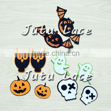 New orange Ghost/pumpkin/skull/bat applique, Halloween decorative appliques high qulity low-priced wholesale shabby flower