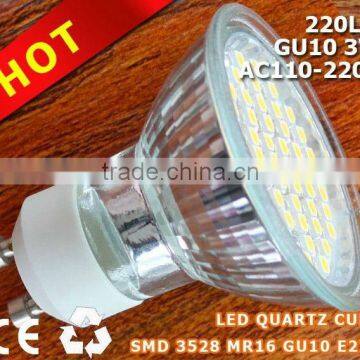 3W Gu10 220V led Quartz Light Cup SpotLight,2 years warranty