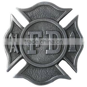 Lead & Nickel Free!! Pewter Belt Buckle Displays An "FD" Fire Department Shield Metal Fridge Magnet