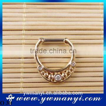 2016 cheapest nose ring jewelry unique nose piercing jewelry 3 rhinestone nose clip hoop jewelry O 30