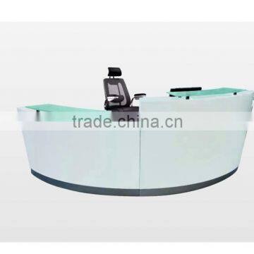 High quality round reception desk with tempered glass top
