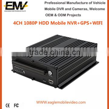 New 4 CH 1080p HDD Vehicle Mobile NVR with WIFI GPS G-Sensor