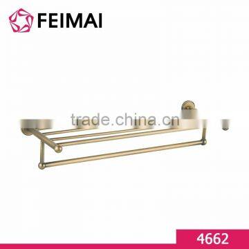 Luxury Solid Brass Gold Finished Modern Elegant Corner Towel Shelf Rack