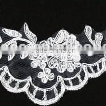 Fashion embroidered lace for bridal corded lace trim