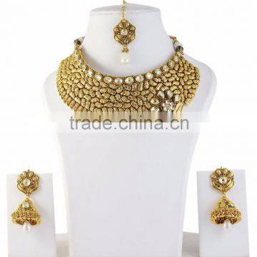 Indian Beatiful Gold Tone Wedding Long Necklace & Earring Set Foe Women