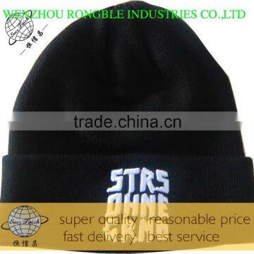 european winter beanie and fashion custom 3D embroidered beanie hat