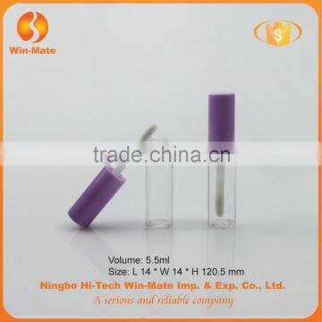 Mini Purple Cap Flat Empty 5.6ml Clear Plastic Lip Gloss Tube photo-3