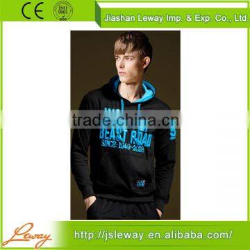 Men 's plain dyed cotton fleece lightweight hooded sweatshirt