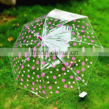 See through POE dot printed umbrella gift transparent bubble umbrella