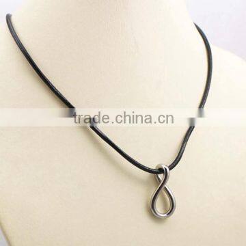 Stainless Steel 8 Symble Pendant Leather Chain Necklace photo-5