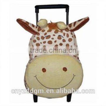 plush animal backpack with trolley/plush animal trolley backpack