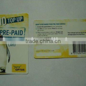 Paper Prepaid Calling card