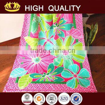 microfiber printed beach towel with fringes