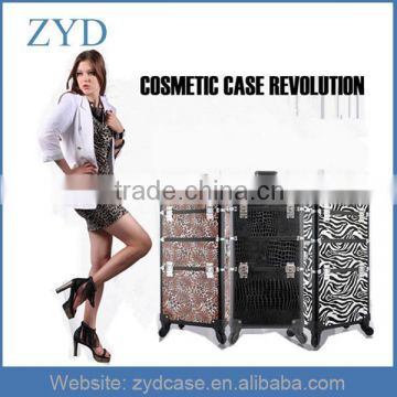 Professional Black Pink Zebra Leopard Crocodile Trolley Beauty Case Aluminum Hairdressing Tool Case ZYD-HZ82206