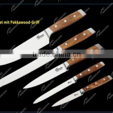 kitchen knife set 5 pcs Olive wood handle with Gift box MOQ 1 SET