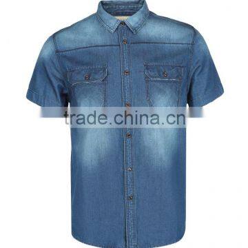 summer new arrival American type men cotton denim cotton short sleeve jeans shirts