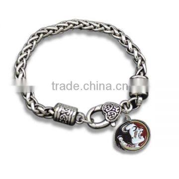 Hot Antique Sliver Enamel Charms Bracelet FSU Florida State Seminoles Charm Bracelet