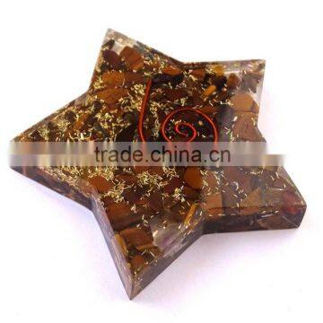 Tiger Eye Gemstone : Orgonite Pentagram Star