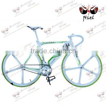 FIVE-SPOKE ! road bicycle, sheep horn handlebar colorful fixed gear bicycle thite and green