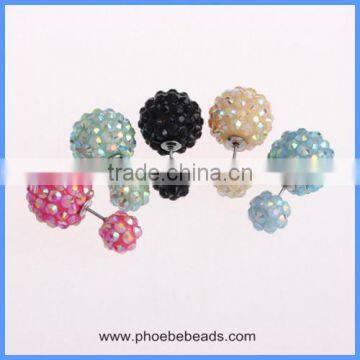 Wholesale Trendy Fashion Jewelry Big Fake Imitation Acrylic Double Pearl Stud Earrings CTBE16-047