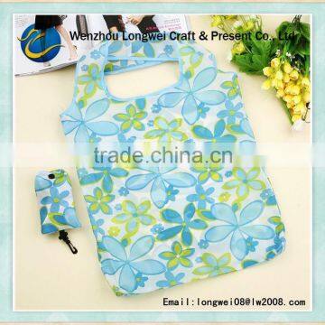 colorful custom cheap recycled polyester folding shopping bag/grocery reusable shopping bag