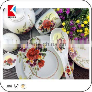 wholesale luxury design round white fine porcelain plate bowl mug 16pcs dinner set porcelain