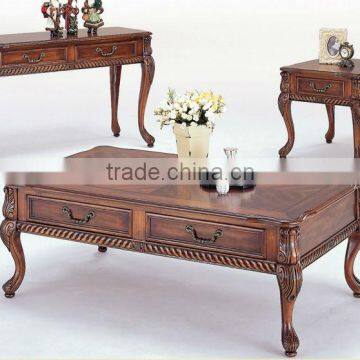 CF30008 Luxury Unique Carved Queen Anne Coffee End Sofa Table & Storage drawer's table