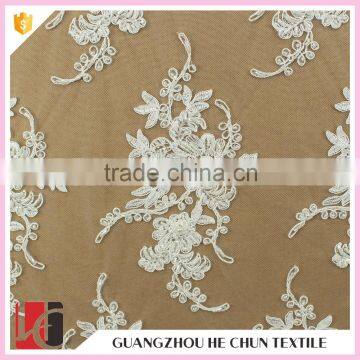 HC-5612-1 Hechun Bead Hand Embroidery Designs Woven Bridal Lace Fabric for Woman Dress photo-3
