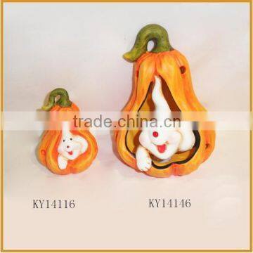 handmade ceramic pumpkin tealight holder for hawlloween decoration